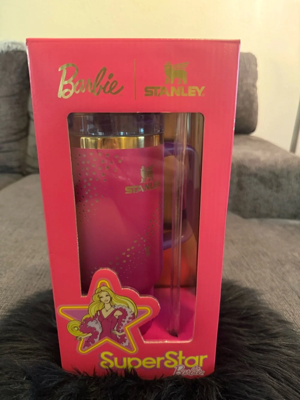 Stanley Barbie Hot Pink & Gold Travel Mug with Handle 40oz - Picture 7 of 8